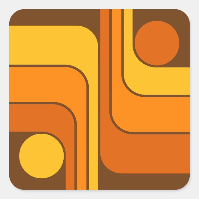 MCM 1970s Retro Style Geometric Design Square Sticker (Front)