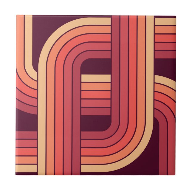 MCM 1970s Retro Style Geometric Design Tile (Front)