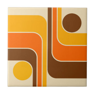 MCM 1970s Retro Style Geometric Striped Design Tile