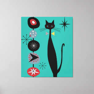 MCM Atomic Era Mid Century Modern Retro Cool Cat Canvas Print