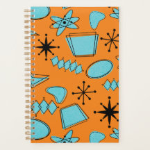 MCM Atomic Shapes Turquoise on Orange