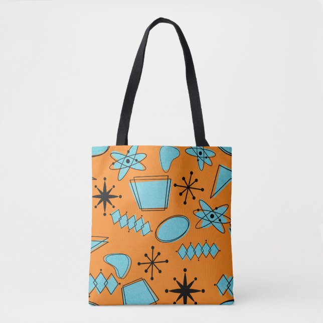 MCM Atomic Shapes Turquoise on Orange Tote Bag (Front)