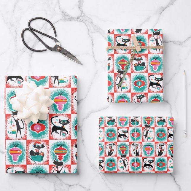 MCM Cats Christmas Gift Wrapping Paper (Front)