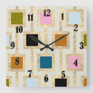 MCM Design Gold All Colors Changeable Square Wall Clock