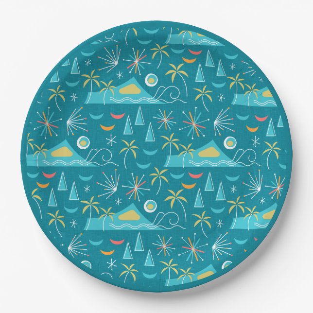 MCM Diamond Head Fireworks Party Paper Plate (Front)