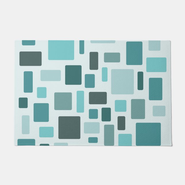 MCM Disarrayed Bricks Aquamarine Doormat (Front)