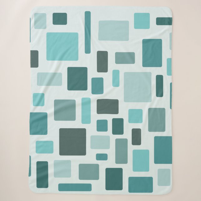 MCM Disarrayed Bricks Aquamarine Sherpa Blanket (Front)