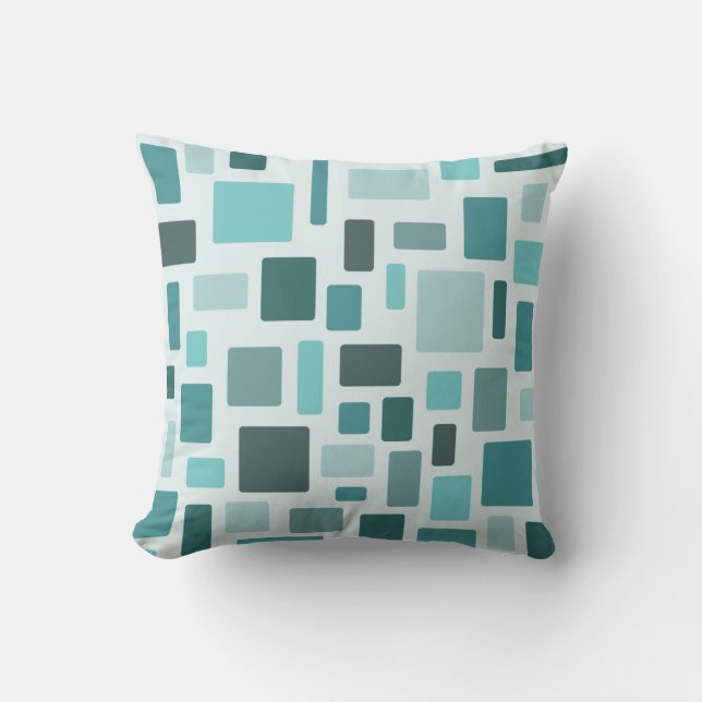 MCM Disarrayed Bricks Aquamarine Throw Pillow (Front)