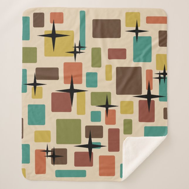 MCM Disarrayed Bricks Multicolored Sherpa Blanket (Front)