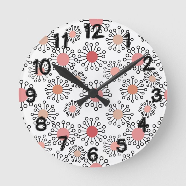 MCM Flowers  Round Clock (Front)