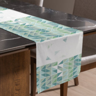 MCM Geometric Blue Green Modern Pattern Short Table Runner