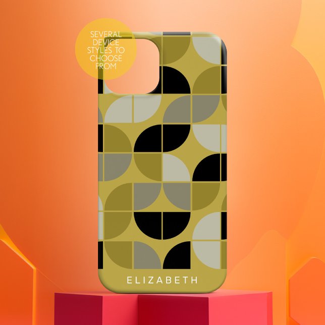 MCM Geometric Mod Circles Pattern - gold black Case-Mate iPhone Case (Half moon pattern iphone case)