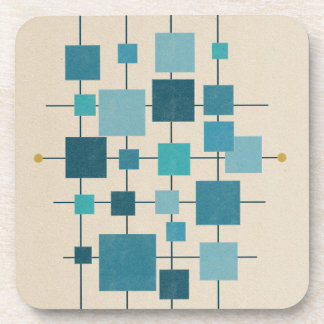 MCM Geometric Squares - blue Coaster
