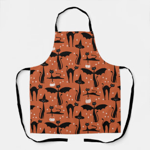 MCM Halloween Fancy Dress Minimalist Cats Orange Apron