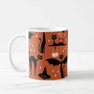 MCM Halloween Fancy Dress Minimalist Cats Orange Coffee Mug