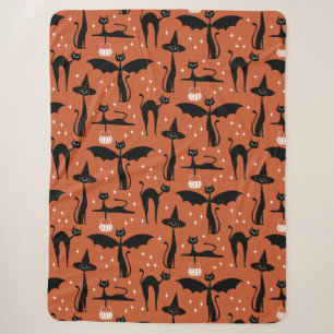 MCM Halloween Fancy Dress Minimalist Cats Orange Sherpa Blanket