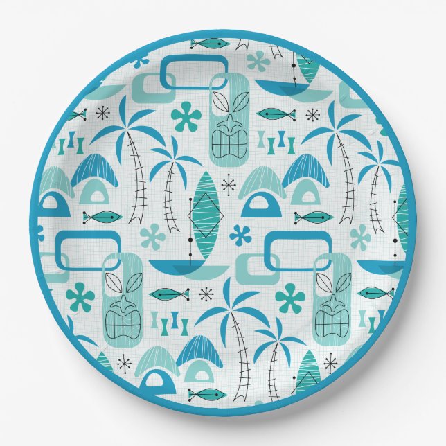 MCM Hawaiian Village – Blue Paper Plate (Front)