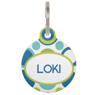 MCM Lime and Aqua Bubble Pet Tag