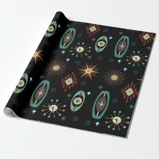 MCM Mid Century Modern retro Clocks funky 1960s Wrapping Paper