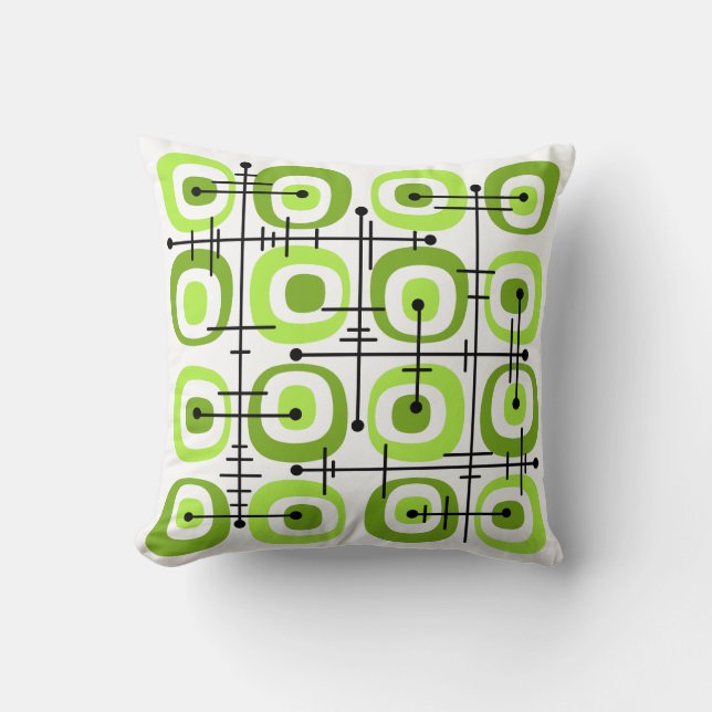MCM Midcentury Abstract Pattern Chartreuse Throw Pillow (Front)
