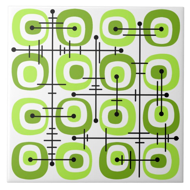 MCM Midcentury Abstract Pattern Chartreuse Tile (Front)