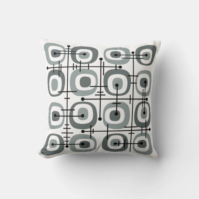 MCM Midcentury Abstract Pattern Grey Throw Pillow (Front)