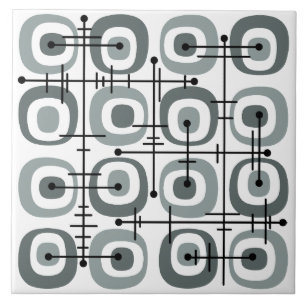 MCM Midcentury Abstract Pattern Grey Tile