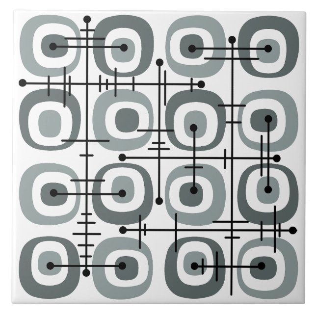 MCM Midcentury Abstract Pattern Grey Tile (Front)