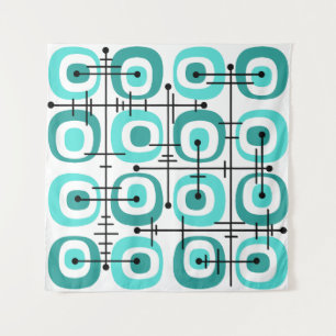 MCM Midcentury Abstract Pattern Turquoise Tapestry