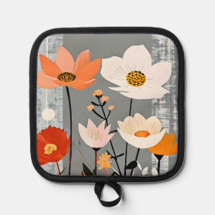 MCM Mixed Media Flowers Pot Holder