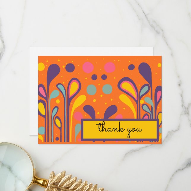 MCM Modern Painting Lollipops Orange Multi Thank You Card (Front/Back In Situ)