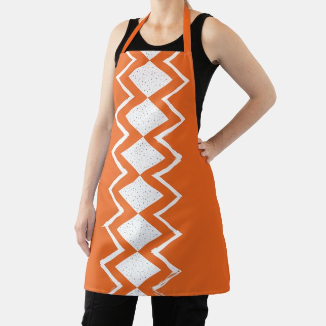 MCM Orange Terracotta Mid-Century Modern Pattern Apron (Insitu)