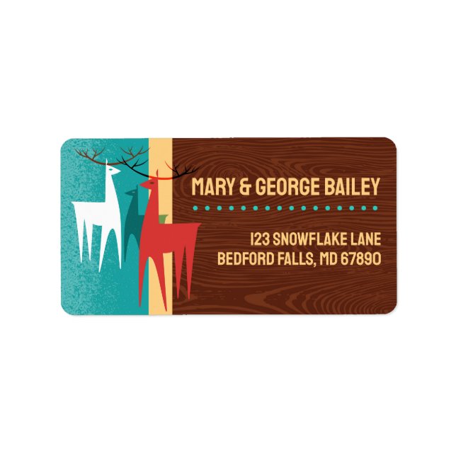 MCM Reindeer Christmas Card Address Labels (Front)