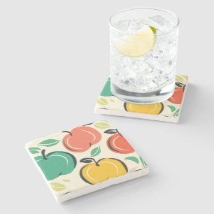 MCM Retro Apple Orchard Harvest Stone Coaster