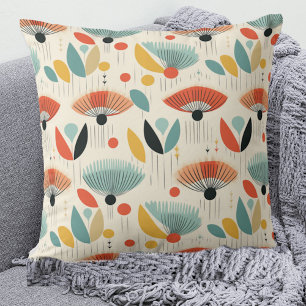 MCM Retro Botanical Pattern Throw Pillow