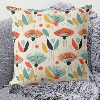 MCM Retro Botanical Pattern Throw Pillow