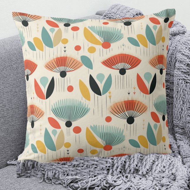 MCM Retro Botanical Pattern Throw Pillow (Creator Uploaded)