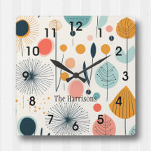 MCM Retro Botanical Wall Clock