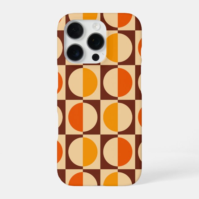 MCM Retro Geometric Half Square and Circle Pattern iPhone Case (Back)