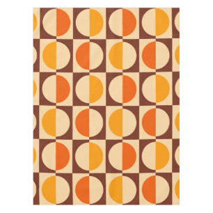MCM Retro Geometric Half Square and Circle Pattern Tablecloth