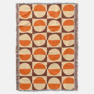 MCM Retro Geometric Half Square and Circle Pattern Throw Blanket