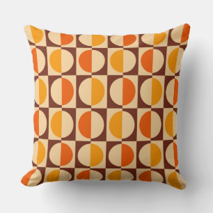 MCM Retro Geometric Half Square and Circle Pattern Throw Pillow