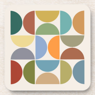 MCM Semicircle Colour on Cream Square Coaster
