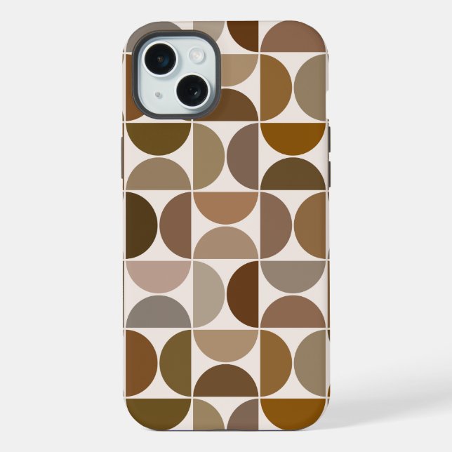 MCM Semicircles Browns+Cream Big Pattern iPhone Case (Back)
