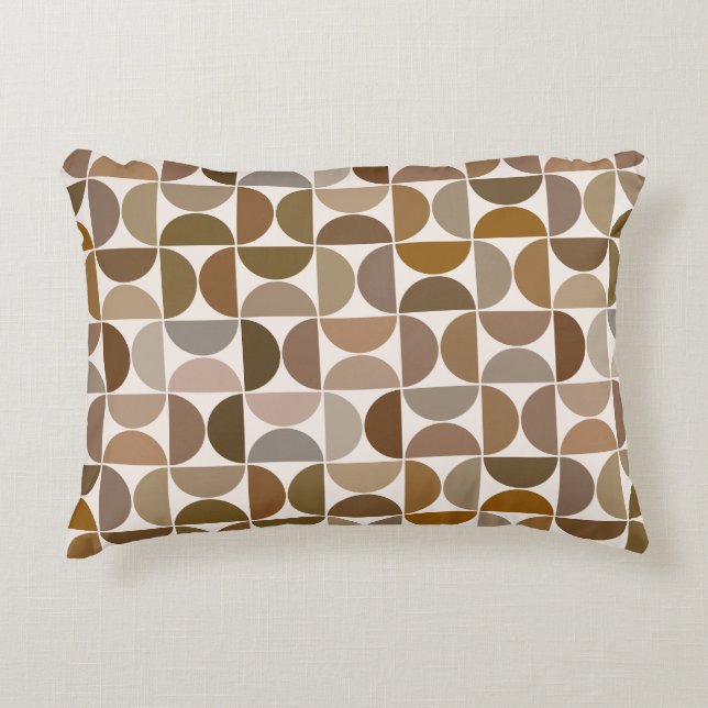 MCM Semicircles Browns+Cream Pattern Accent Pillow (Front)