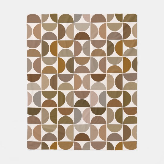 MCM Semicircles Browns+Cream Pattern Fleece Blanket (Front)