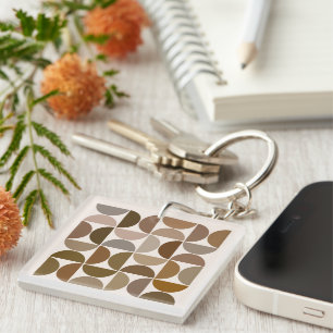 MCM Semicircles Browns+Cream Pattern Keychain