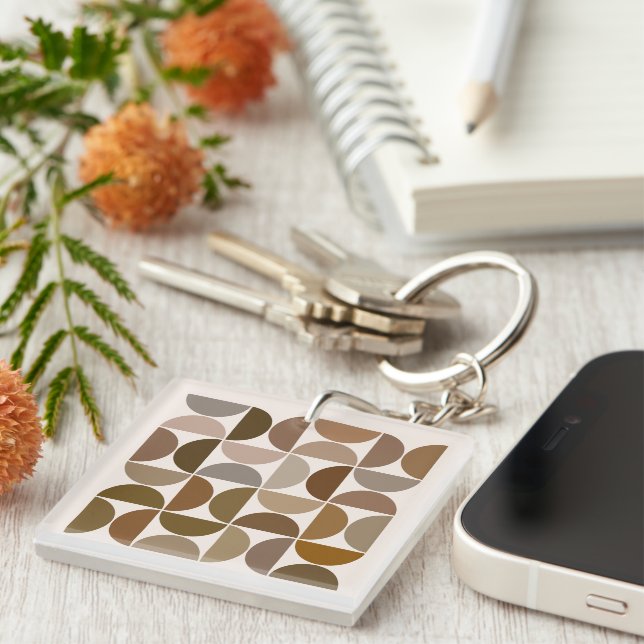 MCM Semicircles Browns+Cream Pattern Keychain (Front Right)