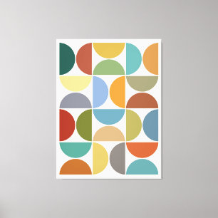 MCM Semicircles Colour on Cream Canvas Print