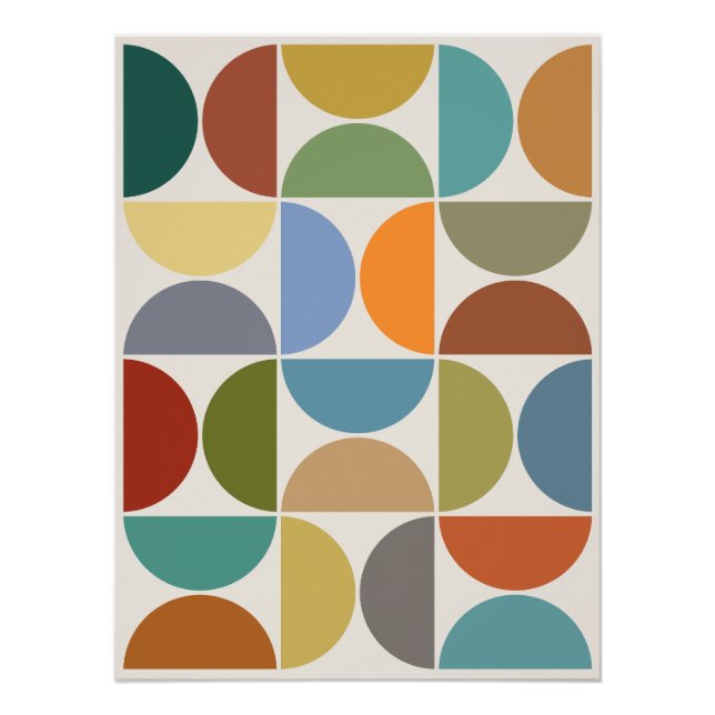 MCM Semicircles Colour on Cream Poster (Front)